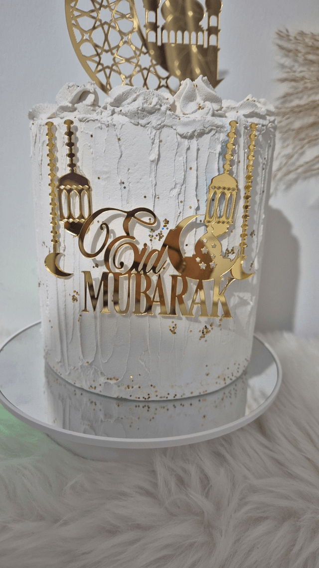 Set ensemble cake topper Eid mubarak en acrylique 6 pièces 