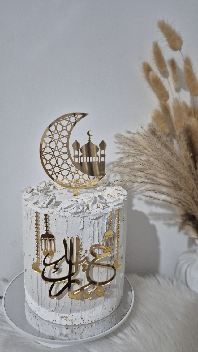 Set ensemble cake topper Eid mubarak en acrylique 6 pièces 