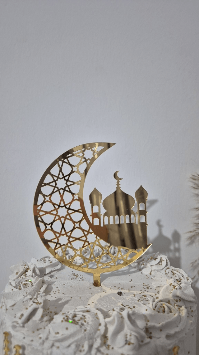 Set ensemble cake topper Eid mubarak en acrylique 6 pièces 
