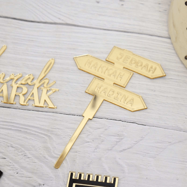 Set ensemble cake topper umrah mubarak en acrylique 6 pièces