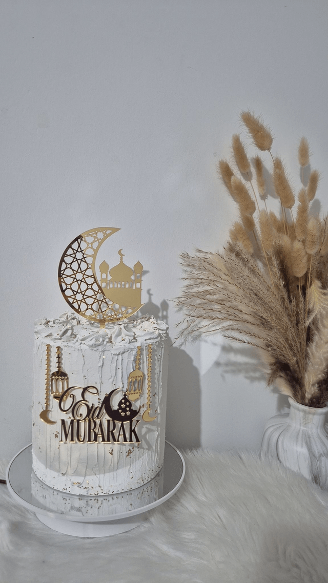 Set ensemble cake topper Eid mubarak en acrylique 6 pièces 